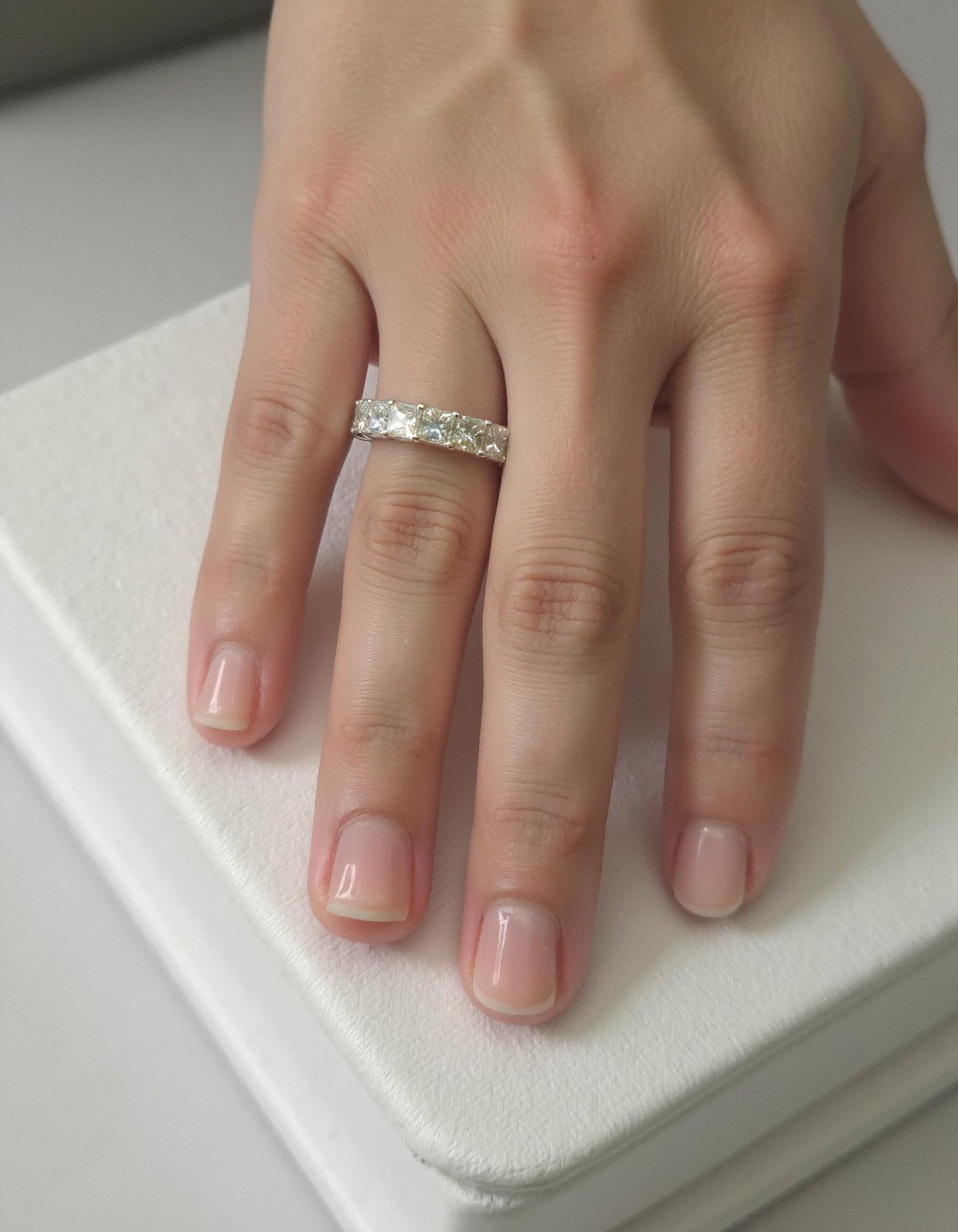 &quot;Rionne&quot; Princess cut Prong Set Eternity Band