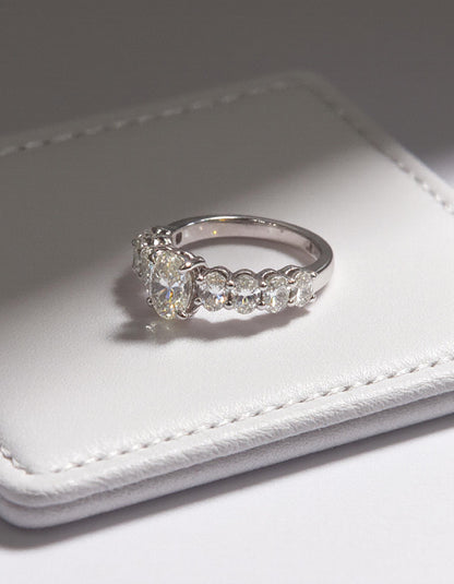 &quot;Eyrlis&quot; Oval Cut diamond 7 stone ring Graduated Prong setting