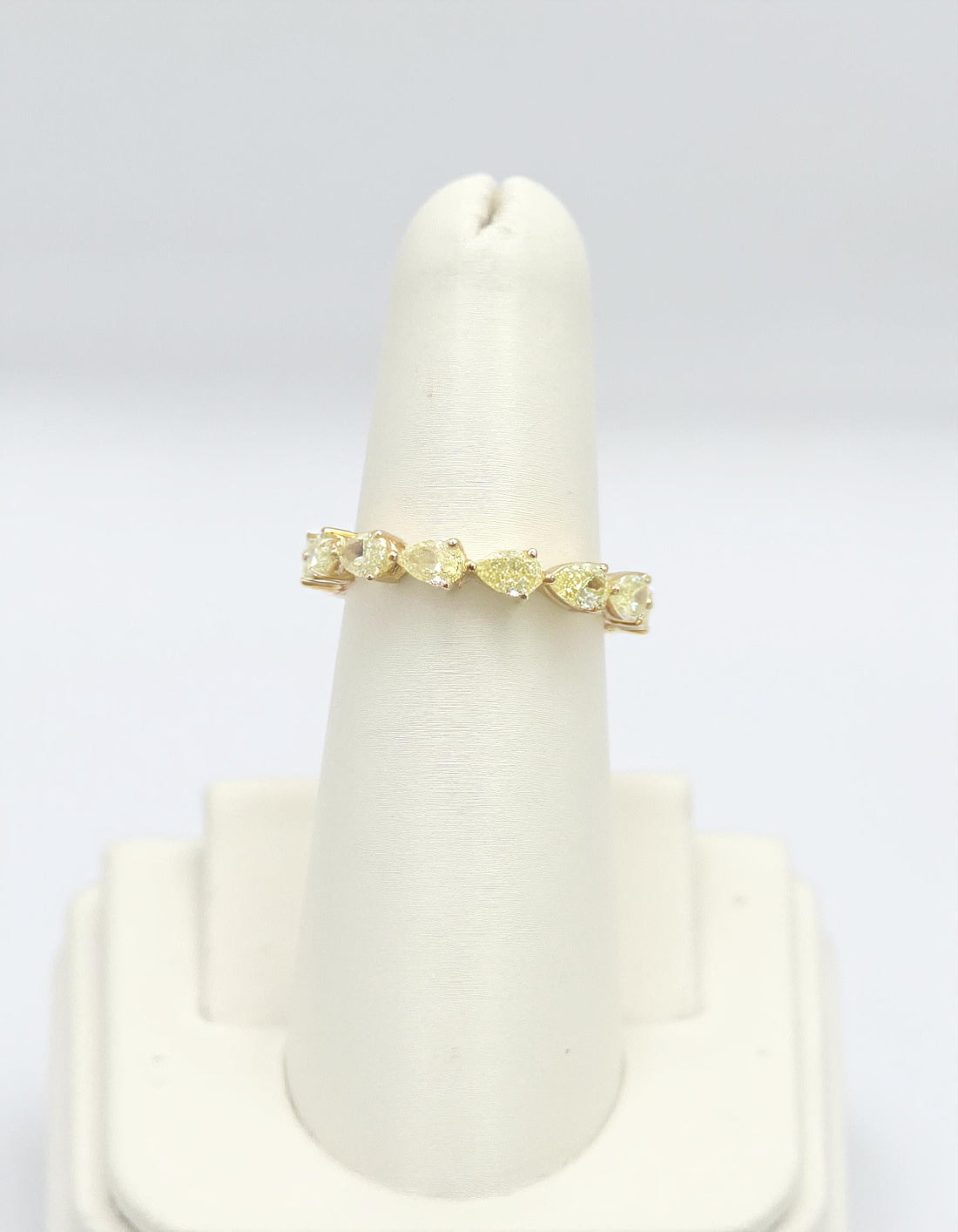 &quot;Torina&quot; Fancy Yellow Pear Shape Horizontal Prong set Eternity Band