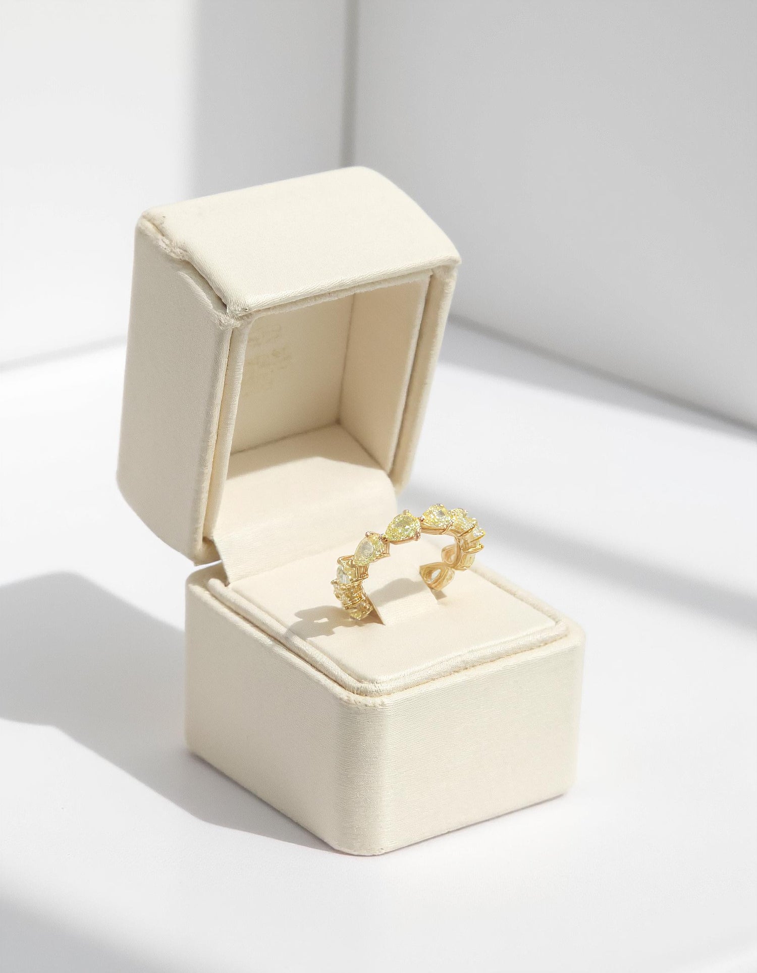 &quot;Torina&quot; Fancy Yellow Pear Shape Horizontal Prong set Eternity Band