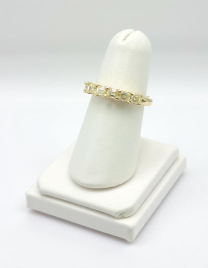 &quot;Marika&quot; Fancy Yellow Emerald cut Horizontal Prong set Half Eternity Band