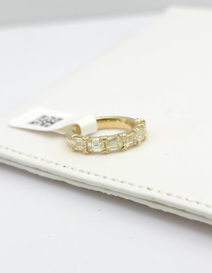 &quot;Marika&quot; Fancy Yellow Emerald cut Horizontal Prong set Half Eternity Band