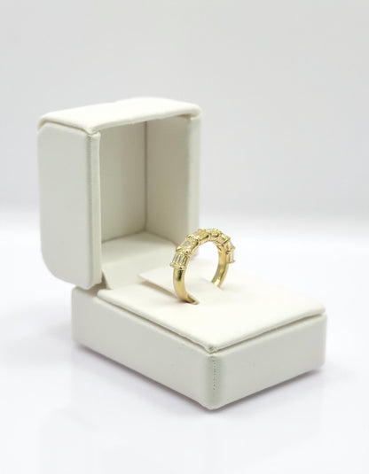 &quot;Marika&quot; Fancy Yellow Emerald cut Horizontal Prong set Half Eternity Band