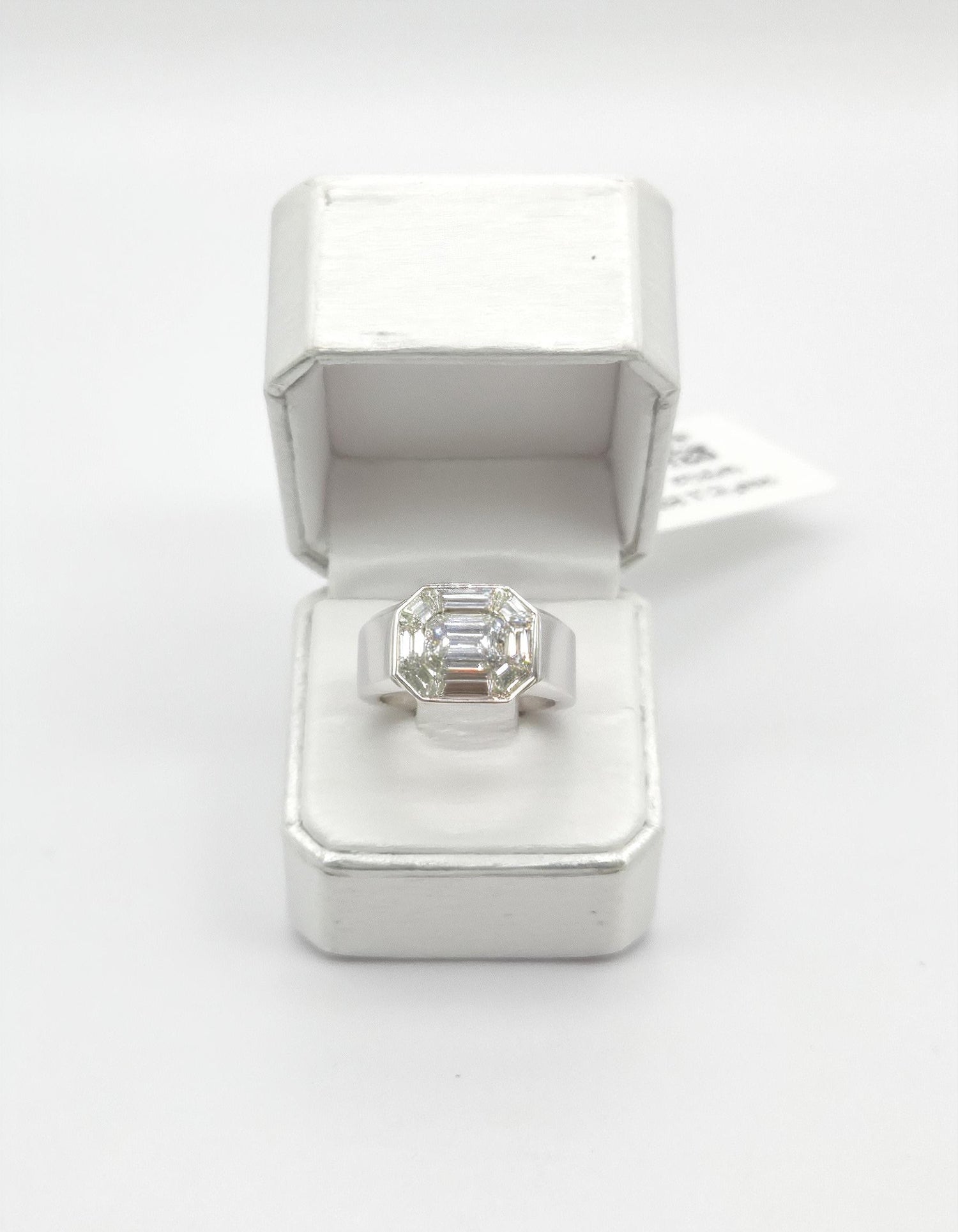&quot;Zorina&quot; Wide Mosaic Style Illusion set Emerald cut look Heavy ring