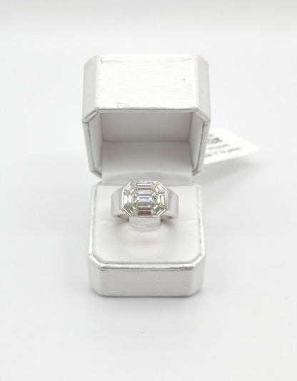 &quot;Zorina&quot; Wide Mosaic Style Illusion set Emerald cut look Heavy ring