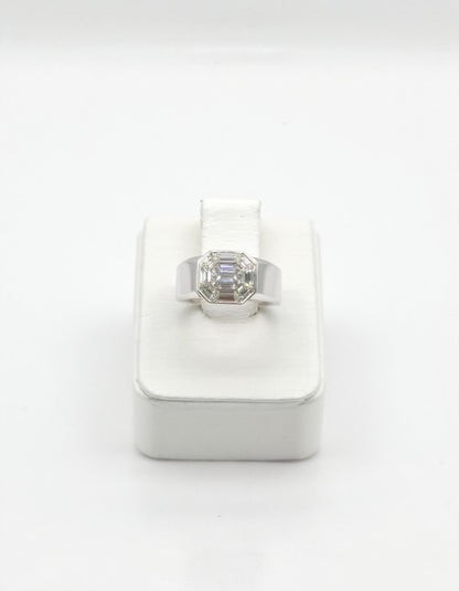&quot;Zorina&quot; Wide Mosaic Style Illusion set Emerald cut look Heavy ring