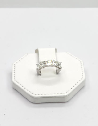 &quot;Valene&quot; Square Radiant cut Prong Set Classic basket Half Eternity Band