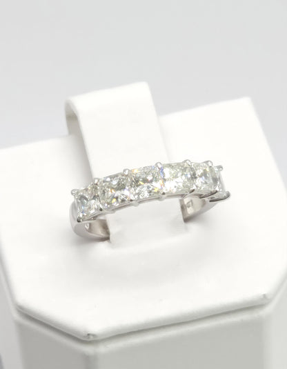 &quot;Valene&quot; Square Radiant cut Prong Set Classic basket Half Eternity Band