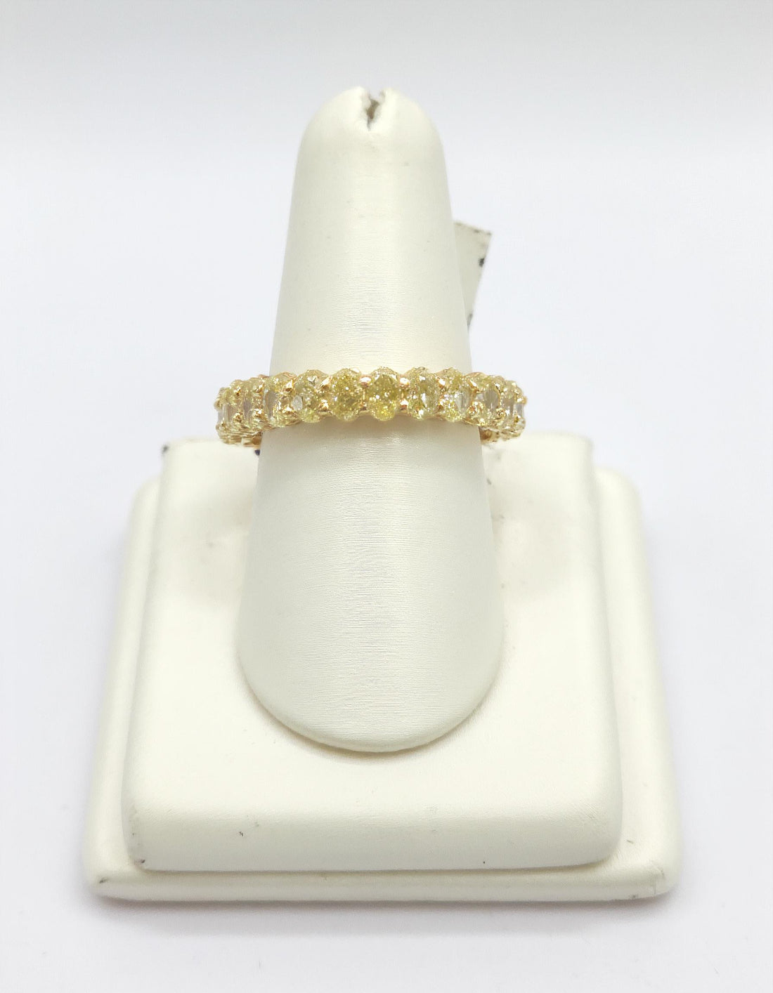 &quot;Seriva&quot; Fancy Yellow Oval cut Prong set Eternity Band