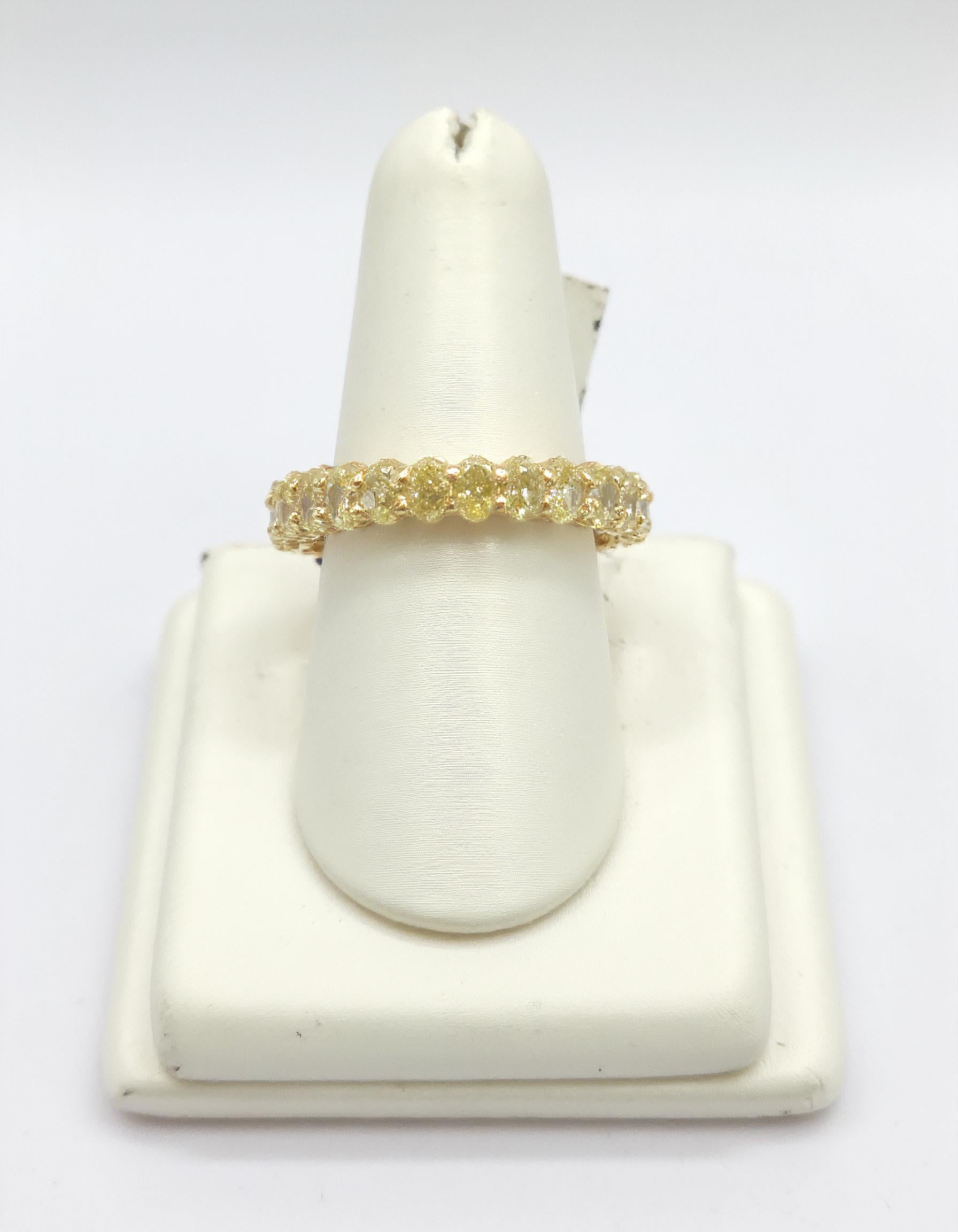 &quot;Seriva&quot; Fancy Yellow Oval cut Prong set Eternity Band