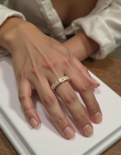 &quot;Amarin&quot; Horizontally set Radiant cut Bezel set Eternity Band