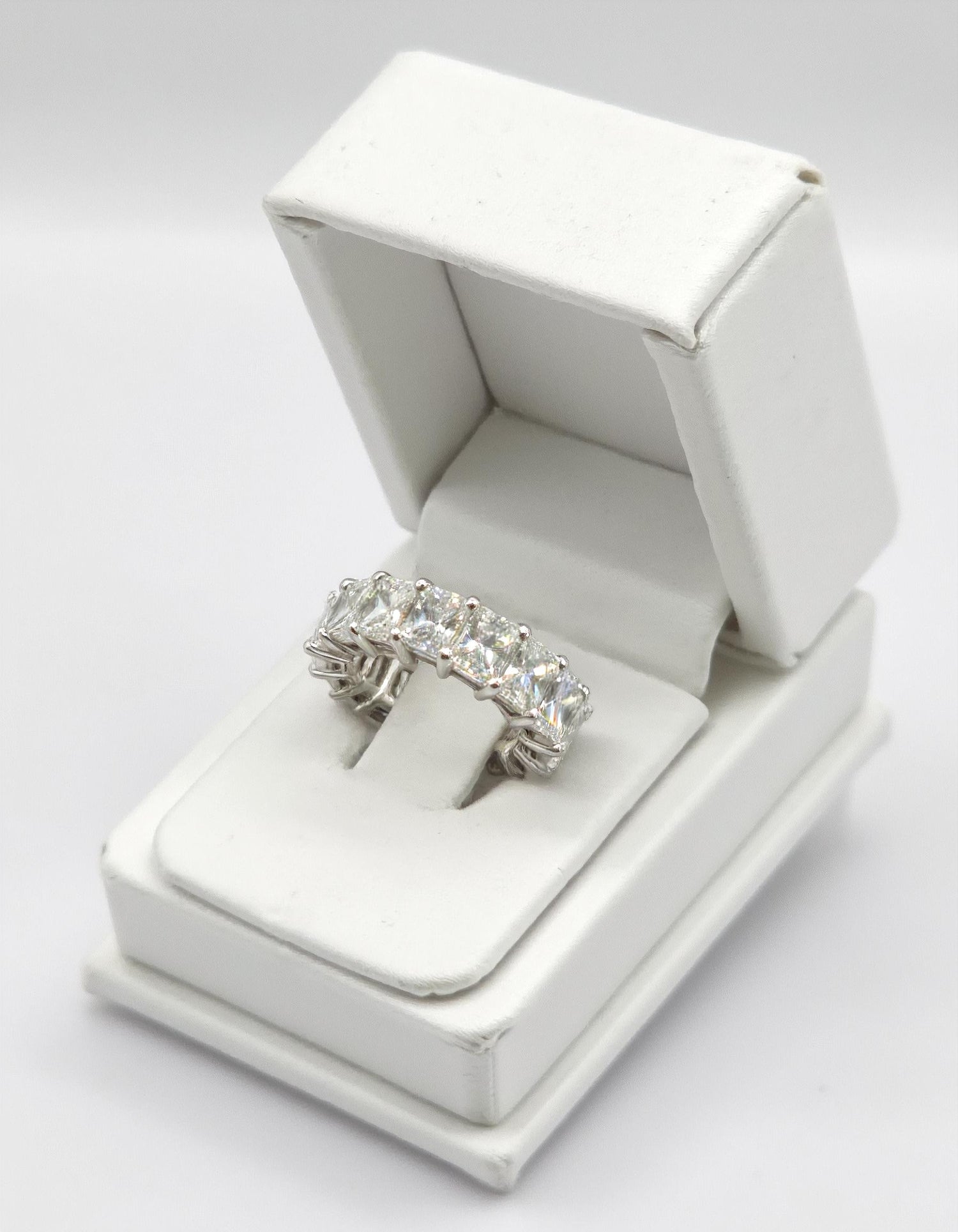 &quot;Luvira&quot; Radiant cut Prong Set Classic basket Eternity Band