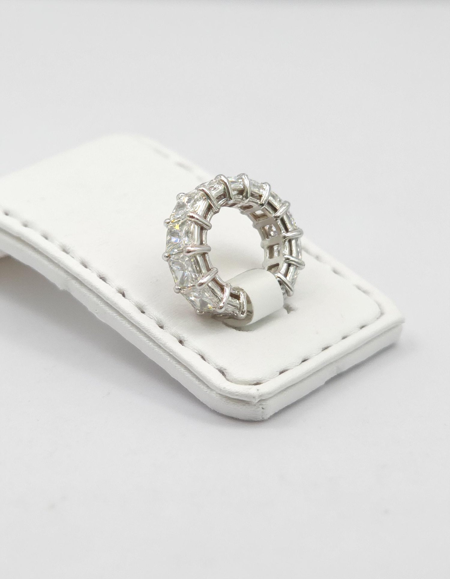 &quot;Luvira&quot; Radiant cut Prong Set Classic basket Eternity Band