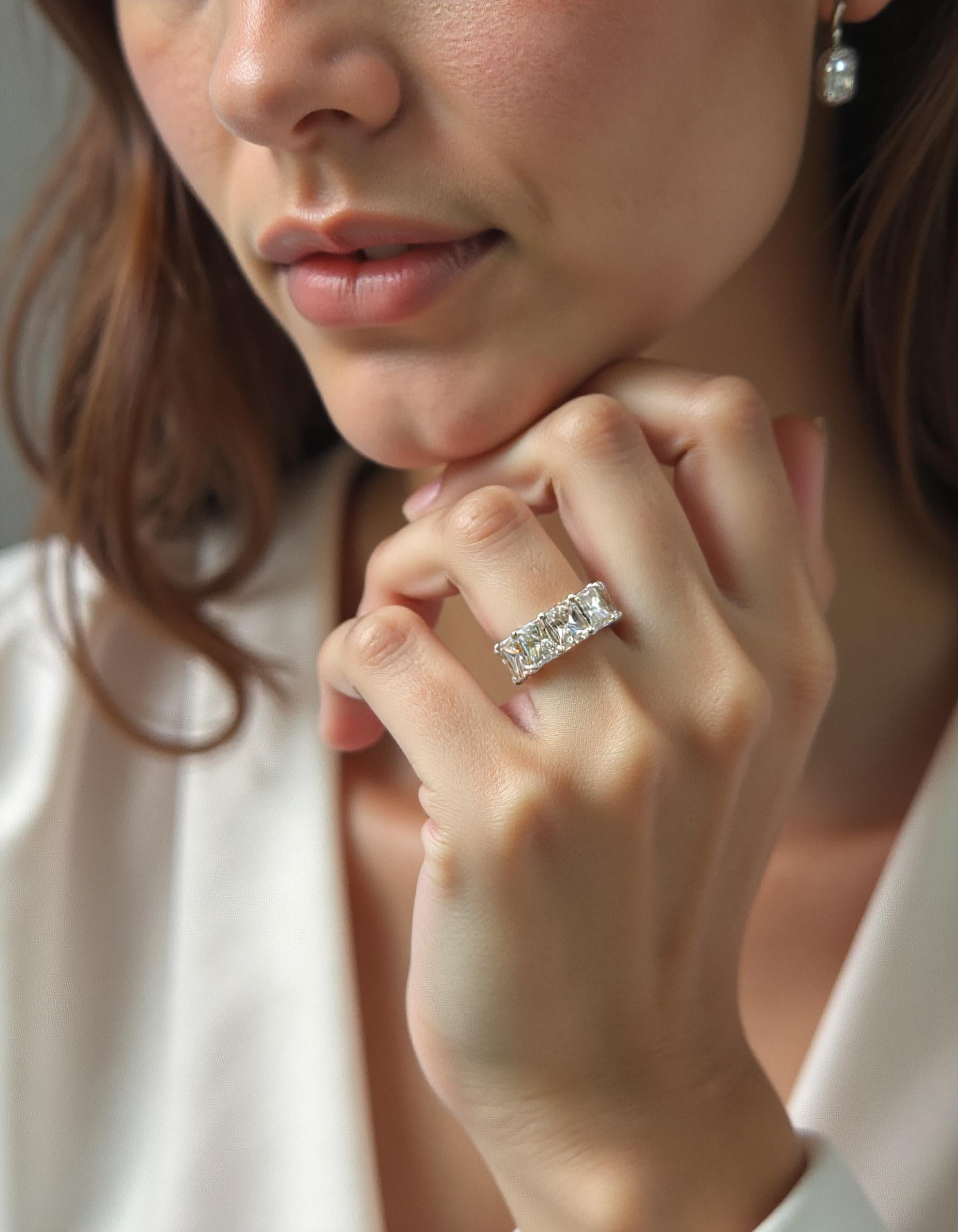 &quot;Luvira&quot; Radiant cut Prong Set Classic basket Eternity Band