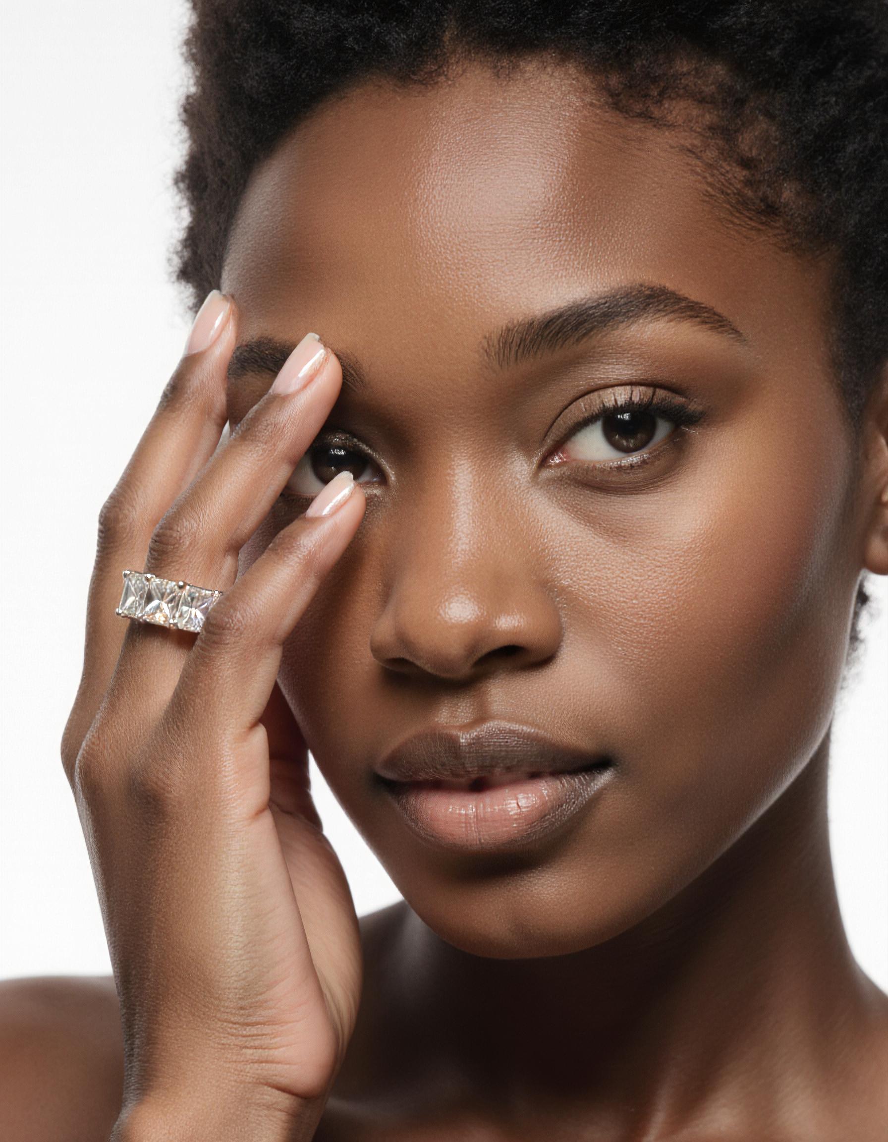 &quot;Luvira&quot; Radiant cut Prong Set Classic basket Eternity Band