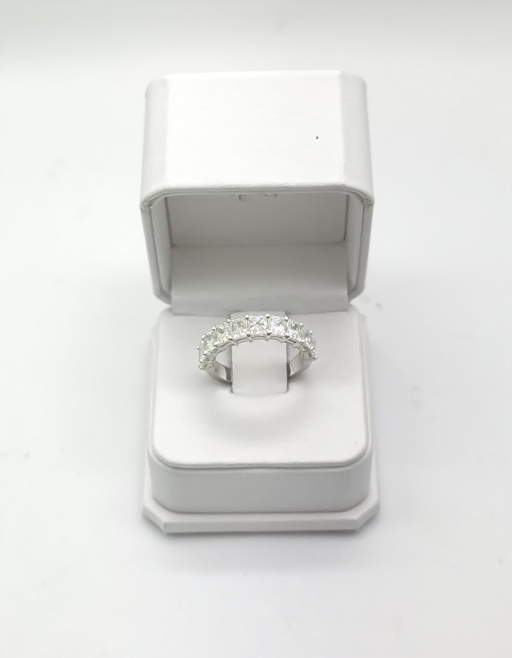 &quot;Melora&quot; Radiant cut Prong Set Classic basket Half Eternity Band