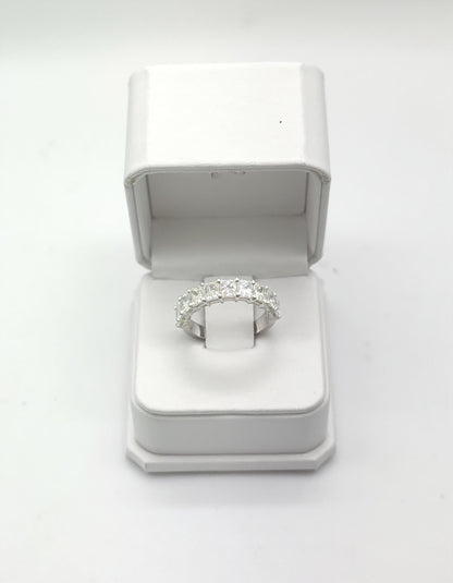 &quot;Melora&quot; Radiant cut Prong Set Classic basket Half Eternity Band