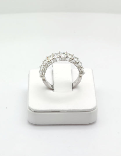&quot;Melora&quot; Radiant cut Prong Set Classic basket Half Eternity Band