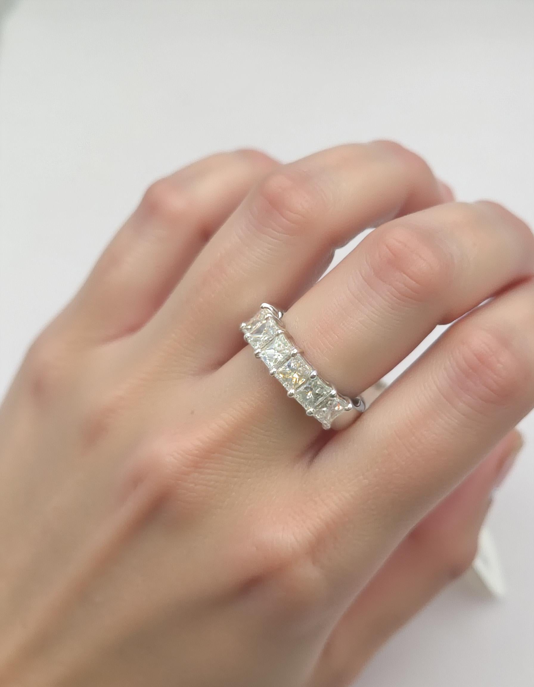 &quot;Melora&quot; Radiant cut Prong Set Classic basket Half Eternity Band