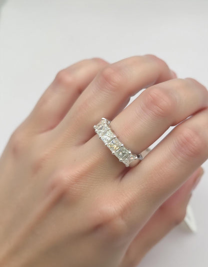 &quot;Melora&quot; Radiant cut Prong Set Classic basket Half Eternity Band