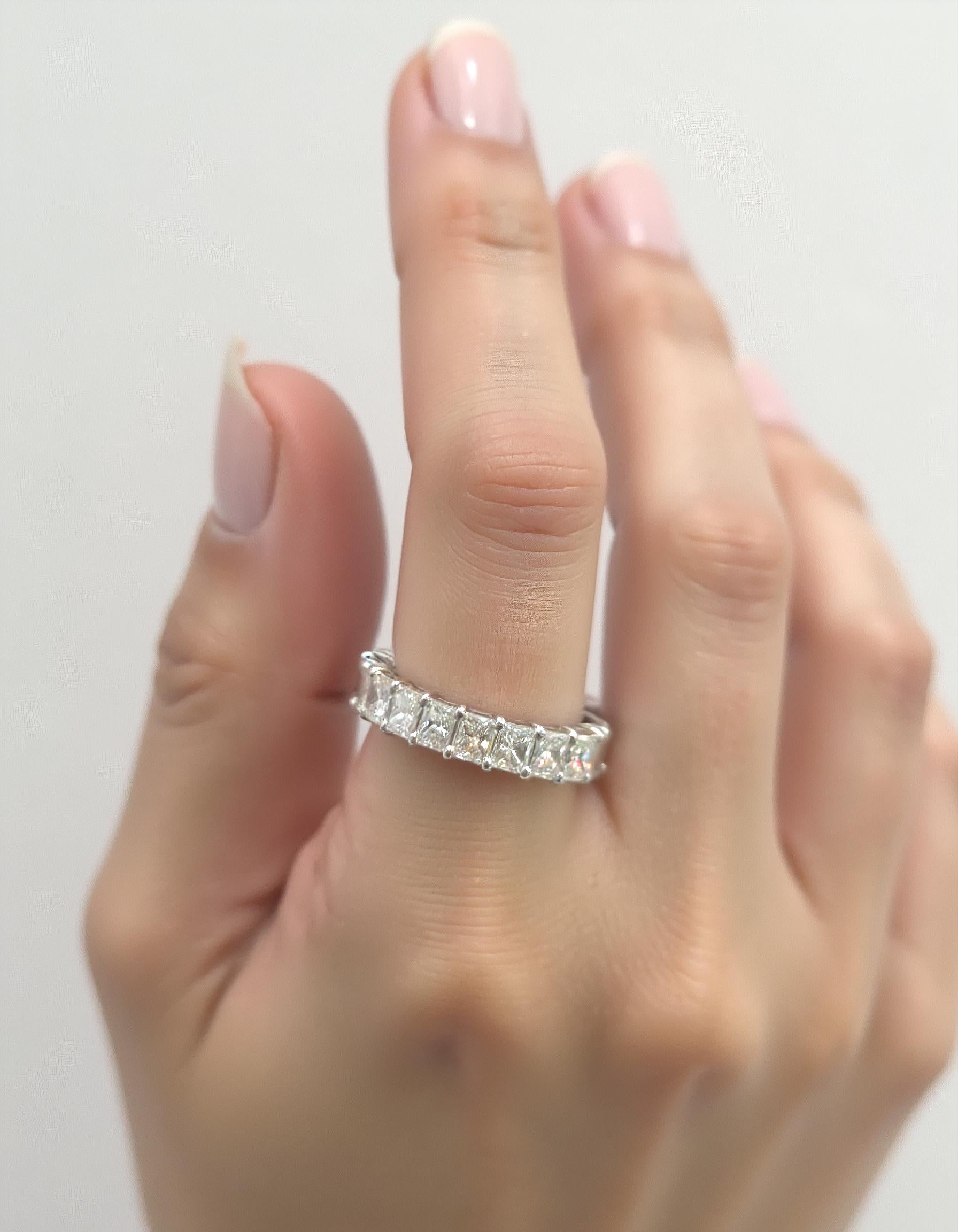 &quot;Melora&quot; Radiant cut Prong Set Classic basket Half Eternity Band