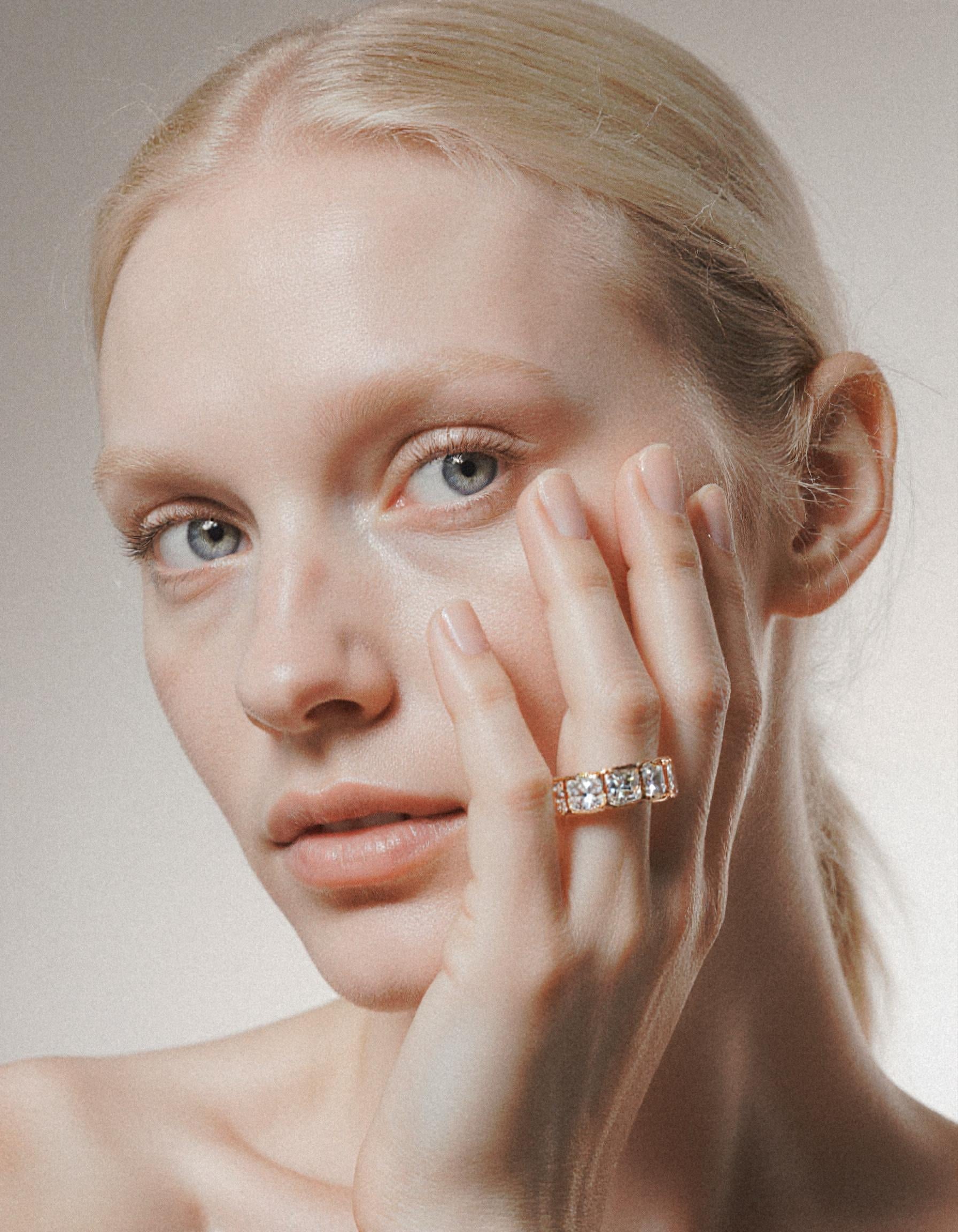 &quot;Amarin&quot; Horizontally set Radiant cut Bezel set Eternity Band