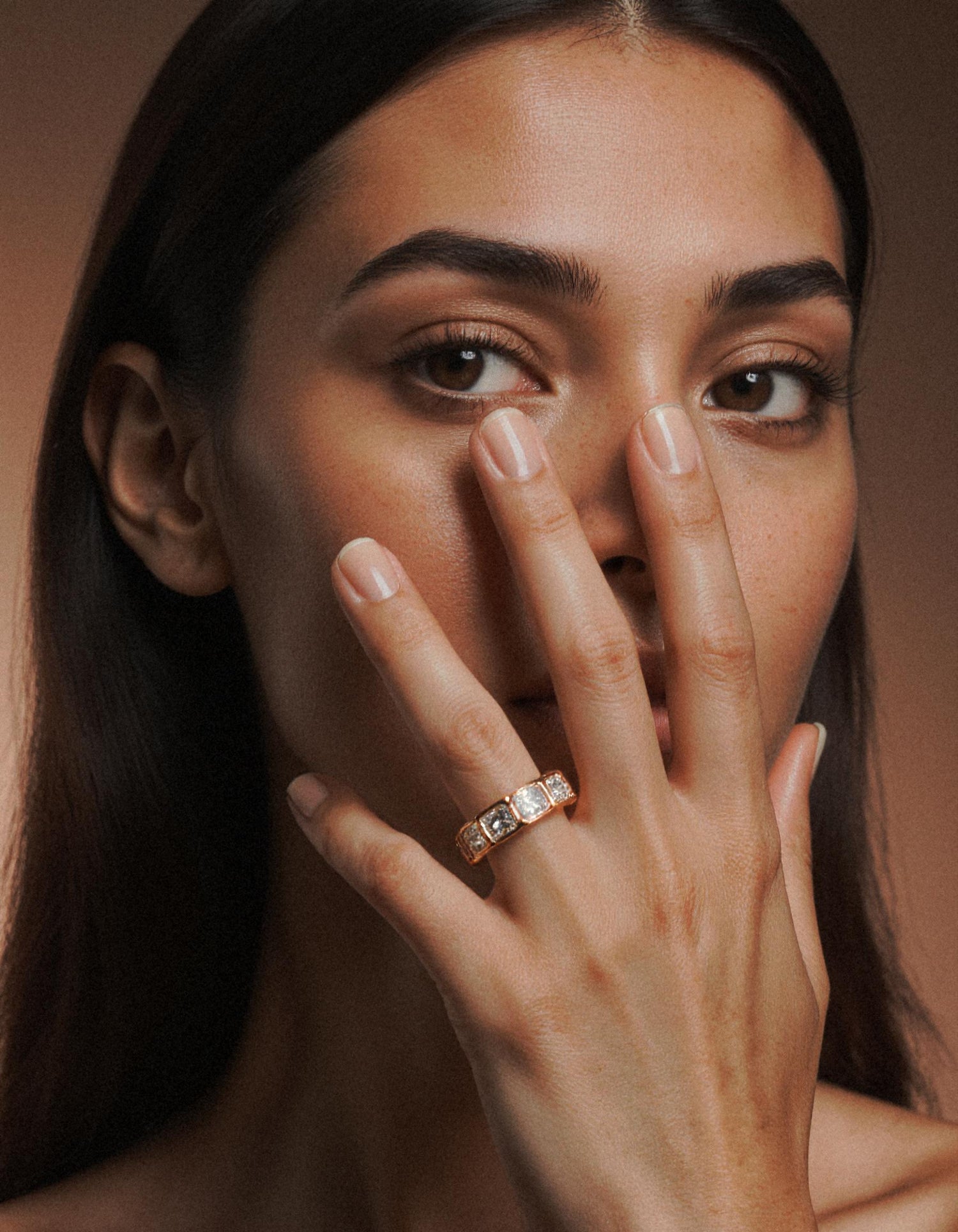 &quot;Amarin&quot; Horizontally set Radiant cut Bezel set Eternity Band