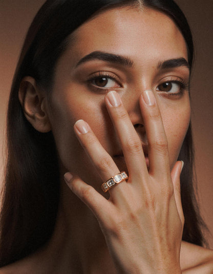 &quot;Amarin&quot; Horizontally set Radiant cut Bezel set Eternity Band