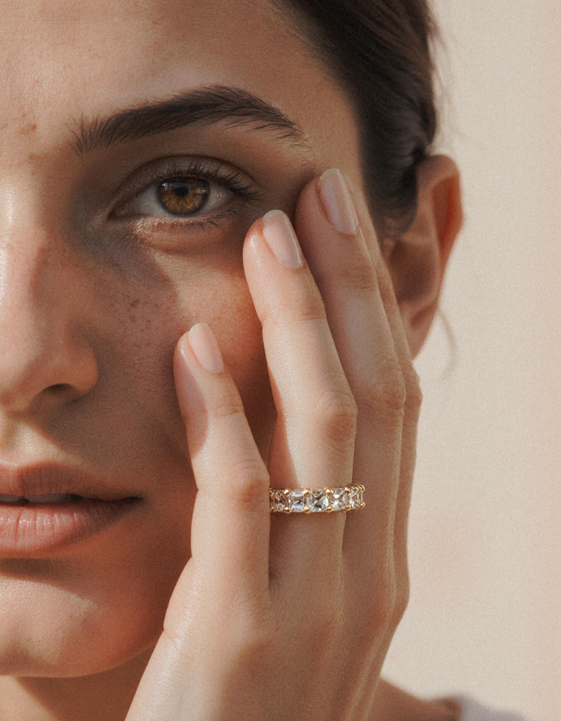 &quot;Vilora&quot; Asscher cut Prong Set Classic basket Eternity Band