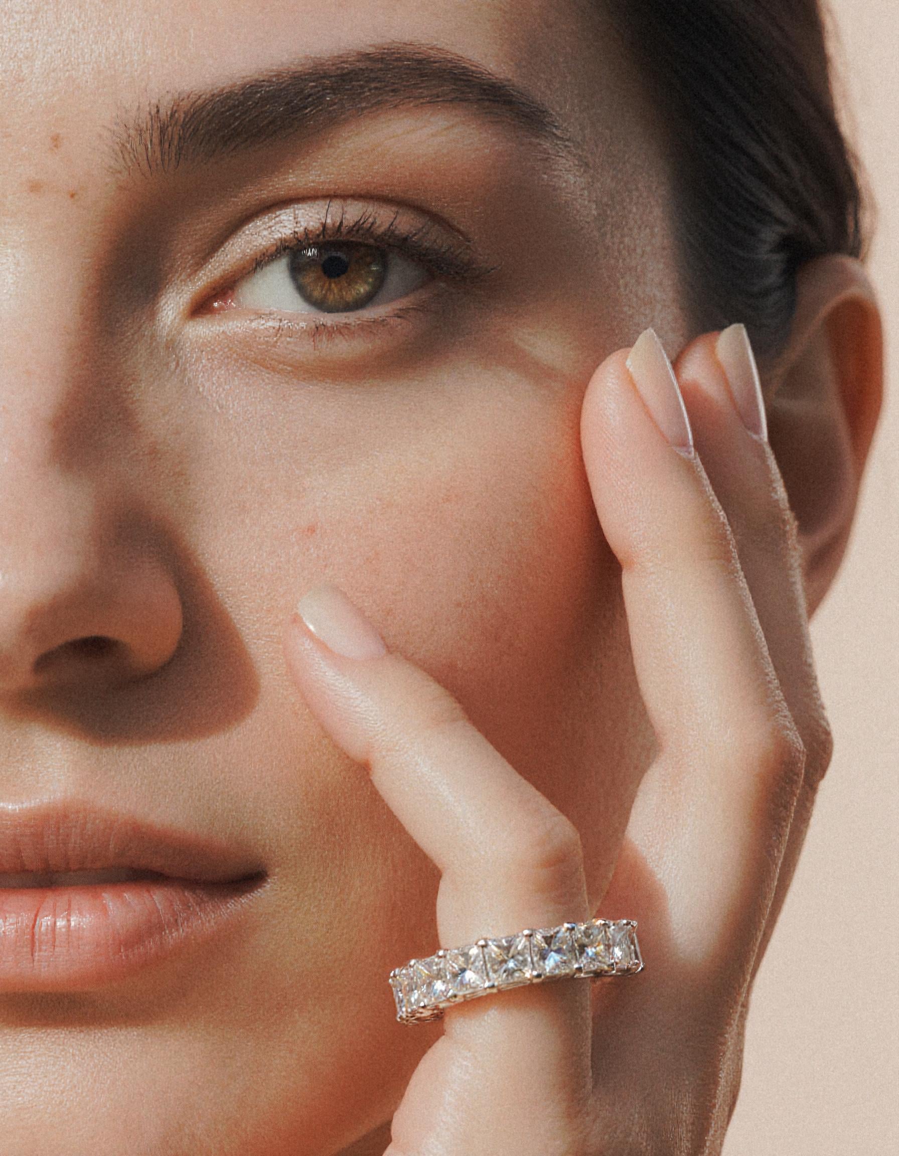 &quot;Rionne&quot; Princess cut Prong Set Eternity Band