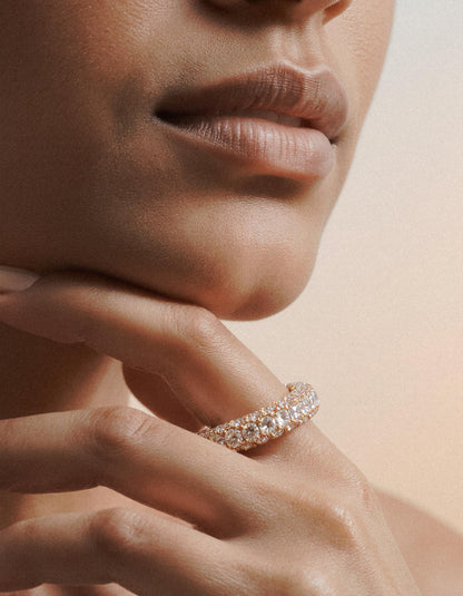 &quot;Nikki&quot; Round Brilliant Cut, 3 row 3d style  Eternity Band