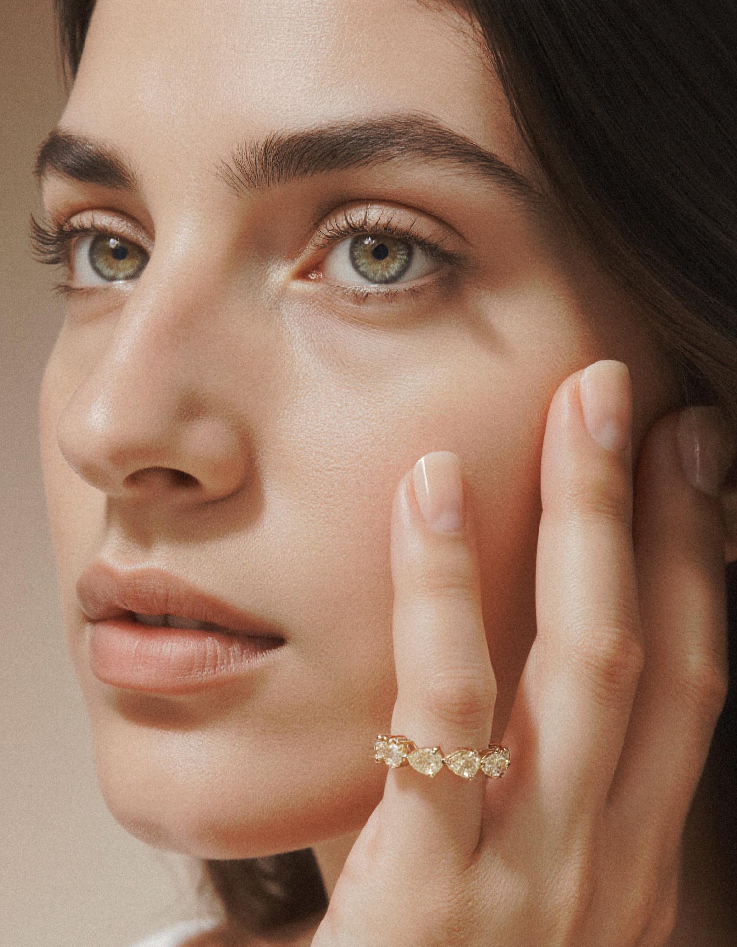 &quot;Torina&quot; Fancy Yellow Pear Shape Horizontal Prong set Eternity Band