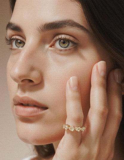 &quot;Torina&quot; Fancy Yellow Pear Shape Horizontal Prong set Eternity Band