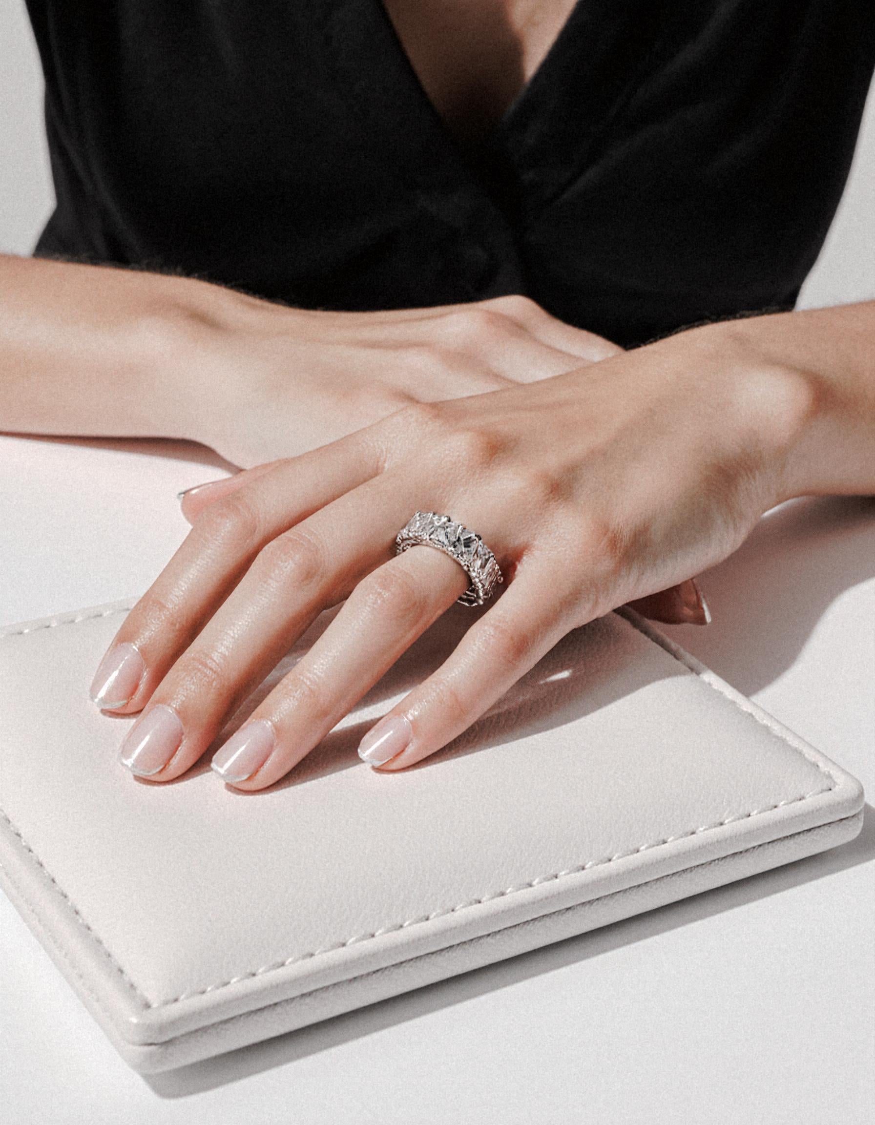 &quot;Millena&quot; Baguette French cut Prong Set Classic basket Eternity Band