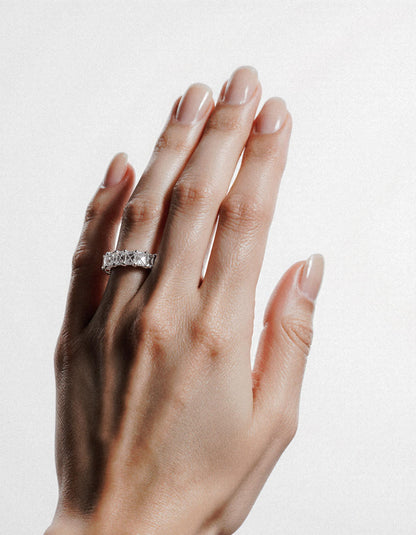 &quot;Millena&quot; Baguette French cut Prong Set Classic basket Eternity Band