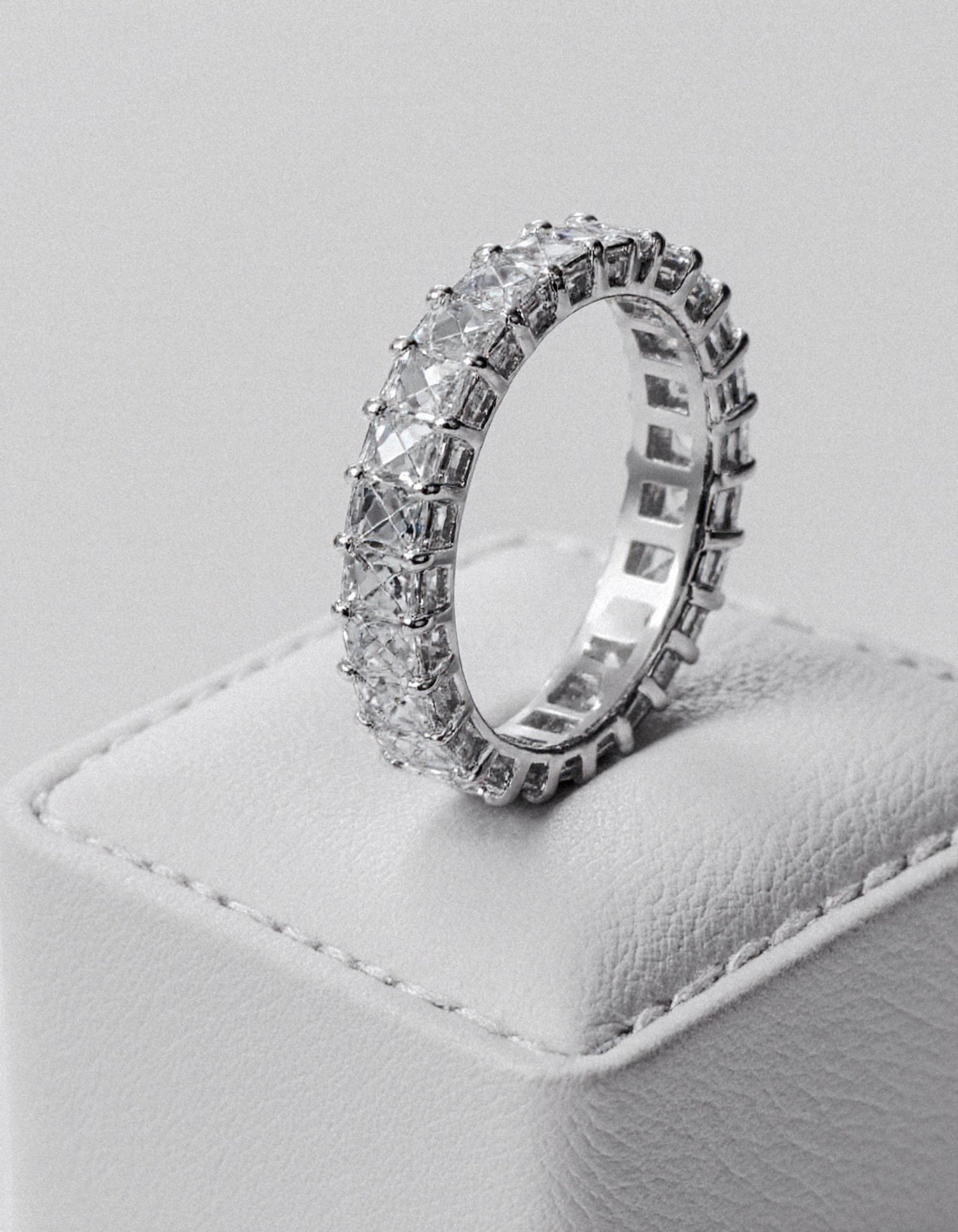 &quot;Millena&quot; Baguette French cut Prong Set Classic basket Eternity Band