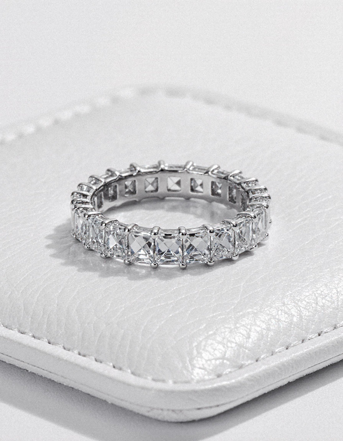 &quot;Millena&quot; Baguette French cut Prong Set Classic basket Eternity Band