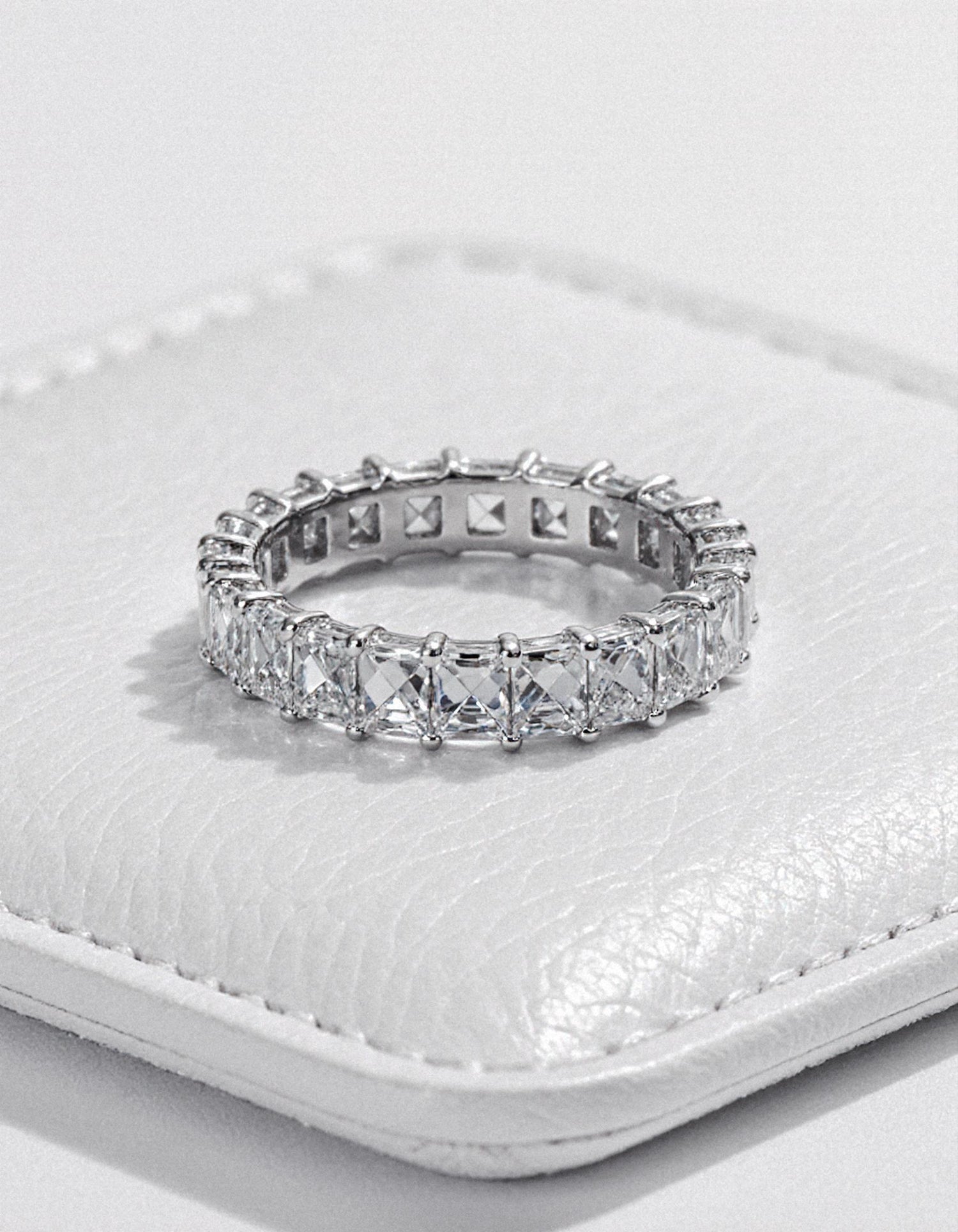 &quot;Millena&quot; Baguette French cut Prong Set Classic basket Eternity Band