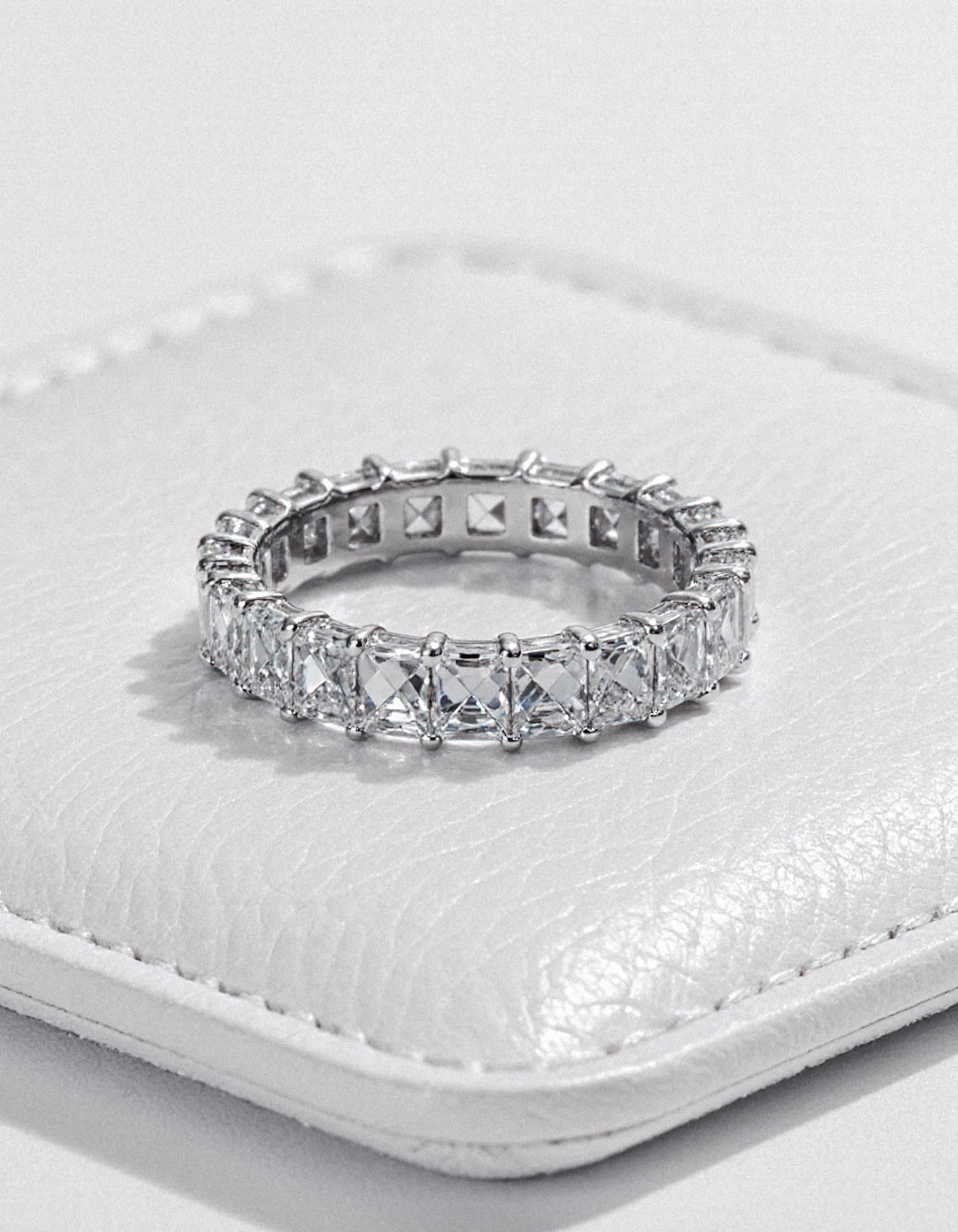 &quot;Millena&quot; Baguette French cut Prong Set Classic basket Eternity Band