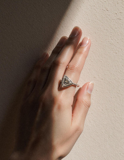 &quot;Azzura&quot; Trillion Cut Diamond Bezel Set solitaire ring, set Slanted