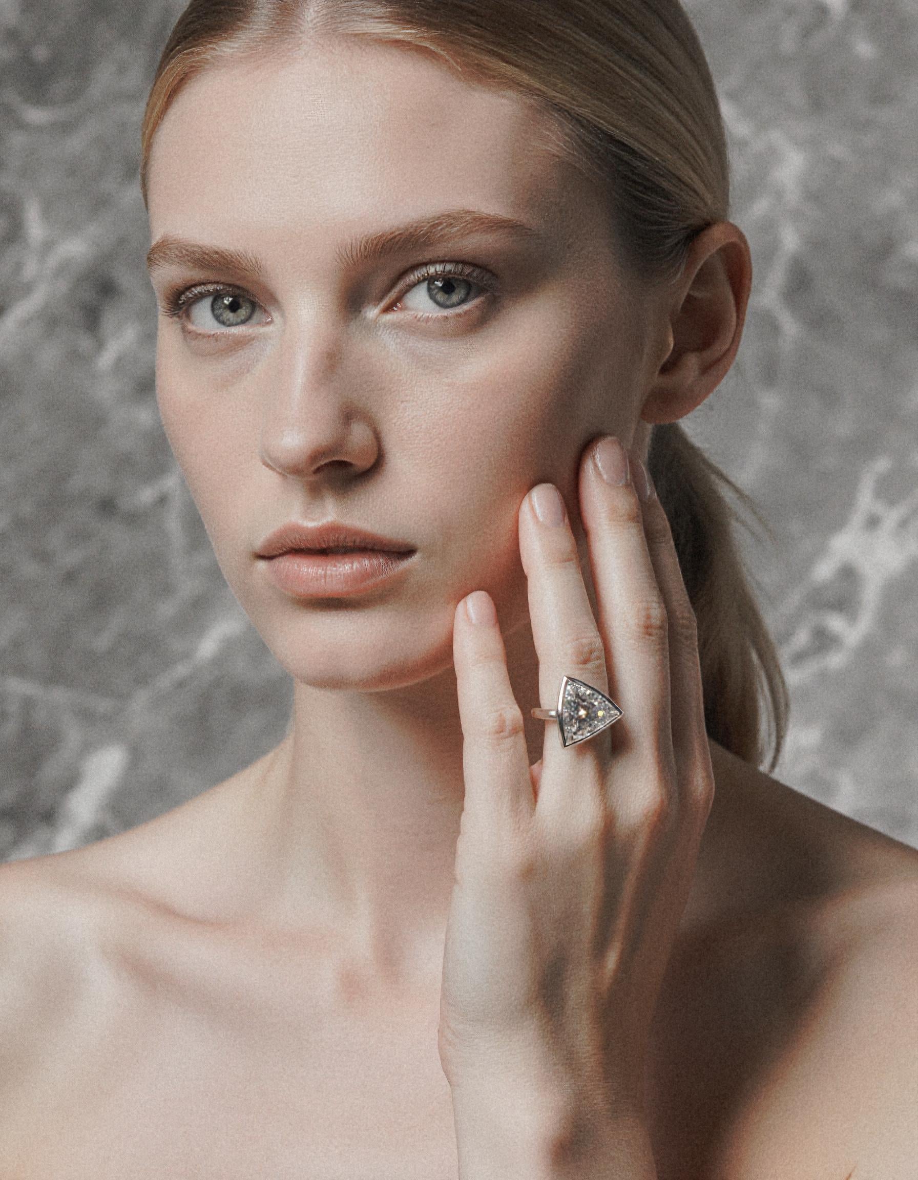 &quot;Azzura&quot; Trillion Cut Diamond Bezel Set solitaire ring, set Slanted