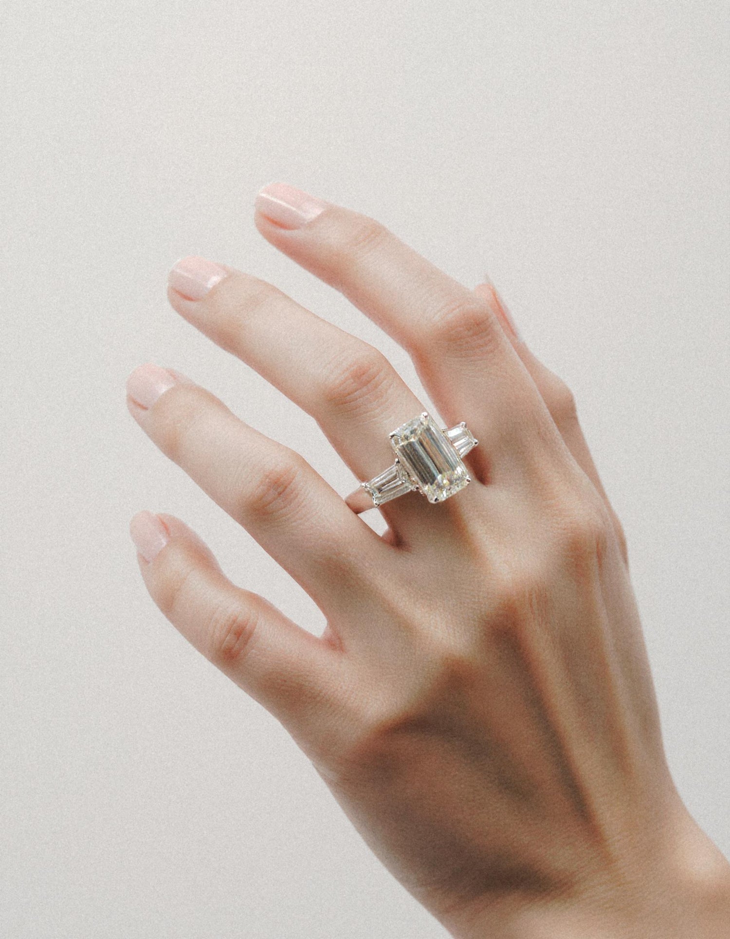 &quot;Allegra&quot; 3 stone Diamond ring With Emerald cut center and Tapered Baguette side stones