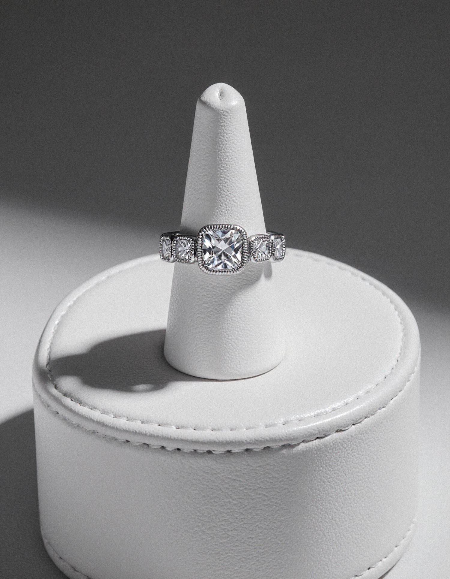 &quot;Gaia&quot; French cut Asscher Ring Bezel set with Milgrain