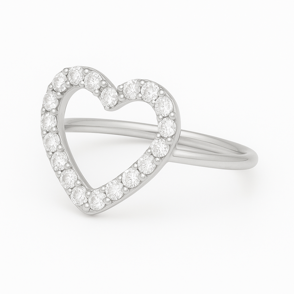 Hailey Diamond accent heart shaped Gold Ring