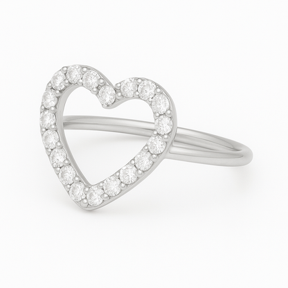 Hailey Diamond accent heart shaped Gold Ring