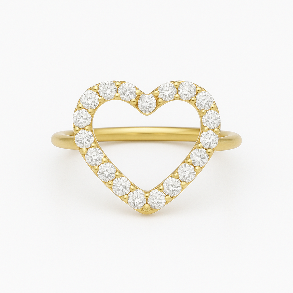 Hailey Diamond accent heart shaped Gold Ring