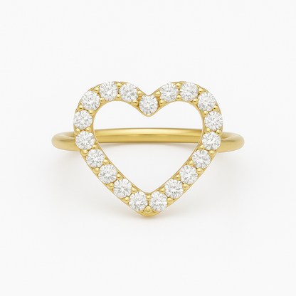 Hailey Diamond accent heart shaped Gold Ring