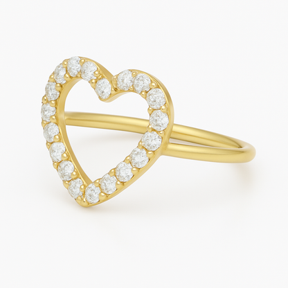 Hailey Diamond accent heart shaped Gold Ring