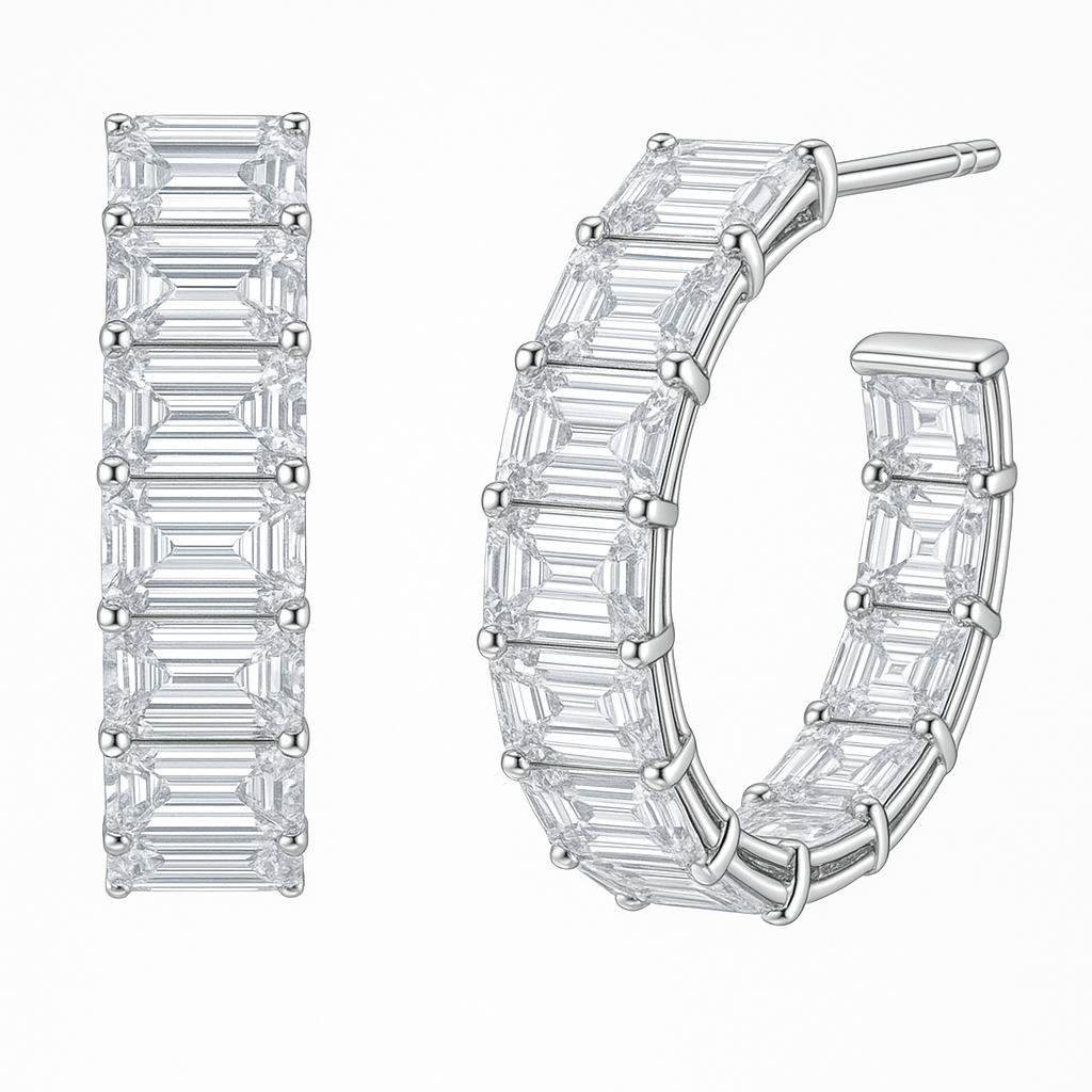3.75ct total weight &quot;Lita&quot; Hoop Earrings