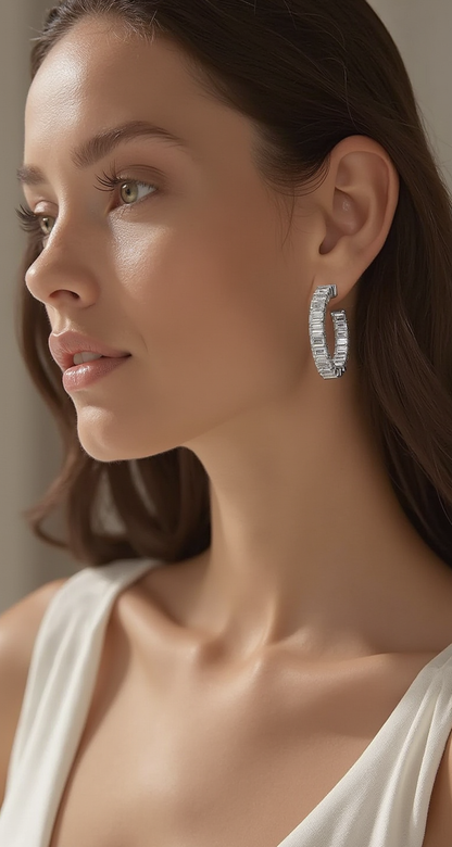 3.75ct total weight &quot;Lita&quot; Hoop Earrings